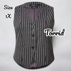 Torrid Black and White Pinstripe Vest
